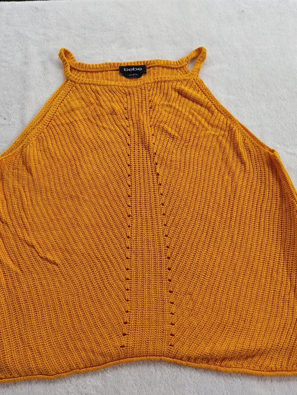 bebe Golden Yellow Halter Knit Tank Top